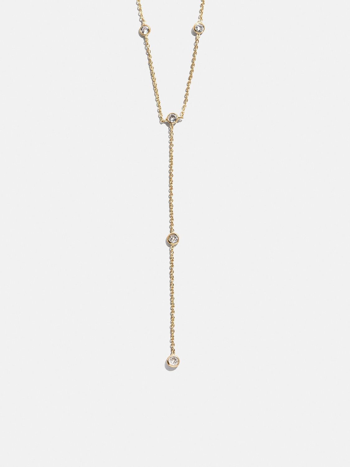 Yasmine Gold Lariat Necklace - Gold/Pavé