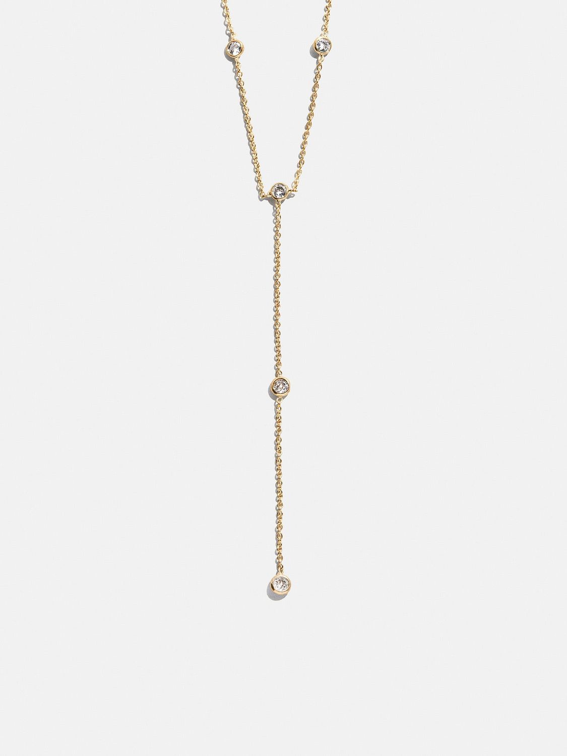 Yasmine Gold Lariat Necklace - Gold/Pavé