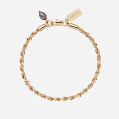 Rope Chain Bracelet - Gold Black Pearl