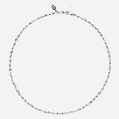 Rope Chain Necklace - Silver Black Pearl