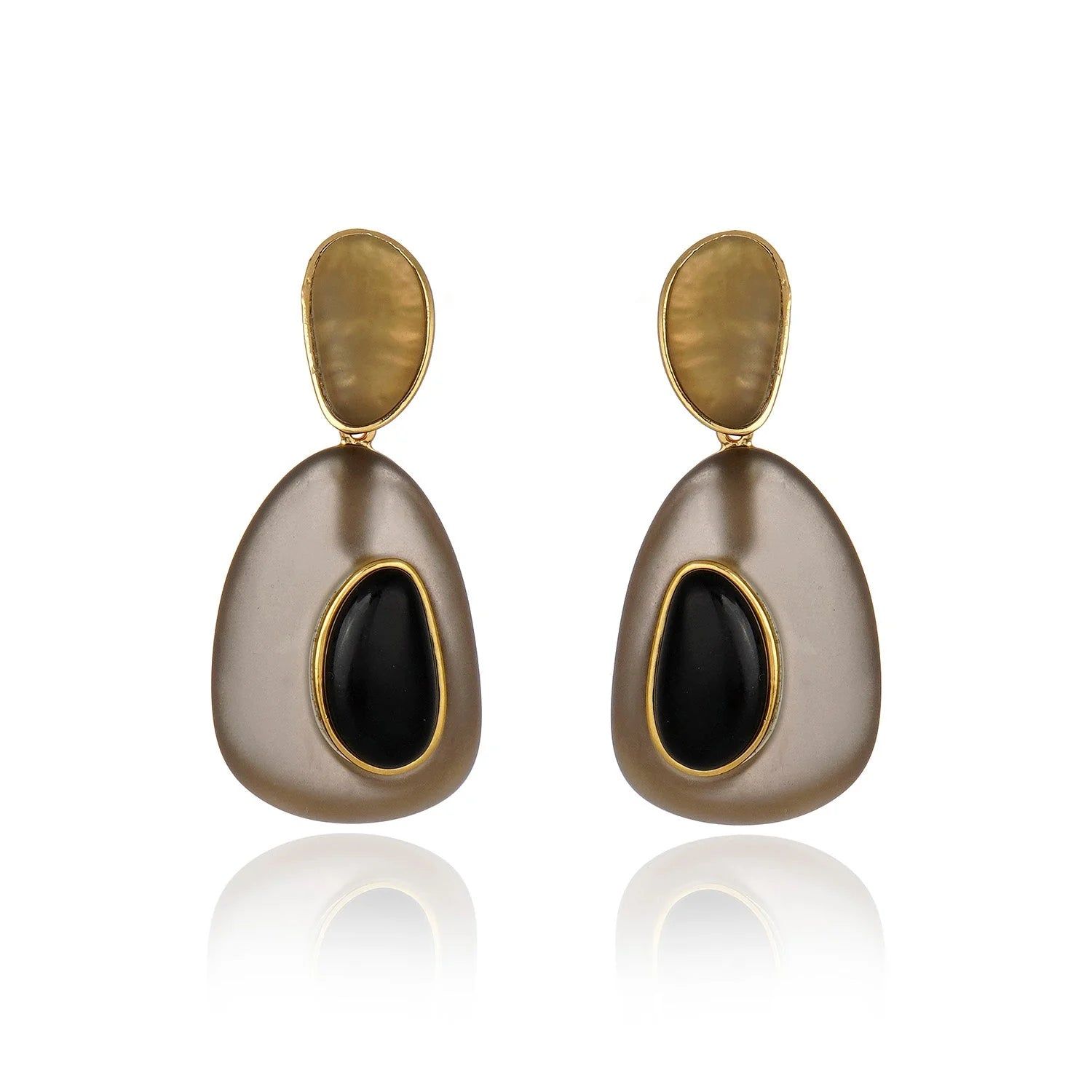 Dual Drop Resin Earring - Black