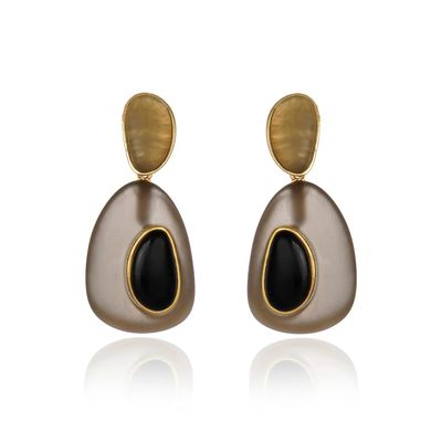 Dual Drop Resin Earring - Black