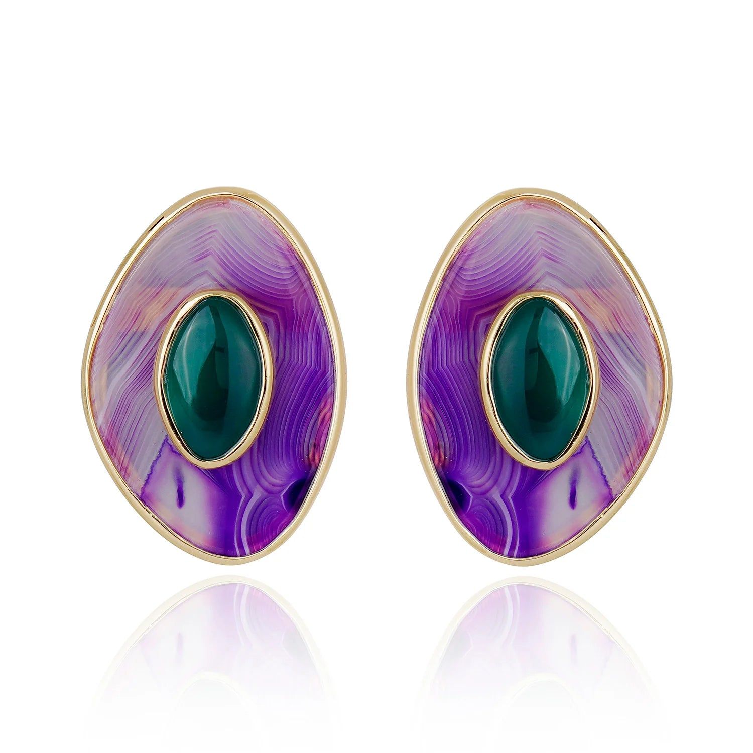 POET EARRING - PURPLE AND GREEN AGATE