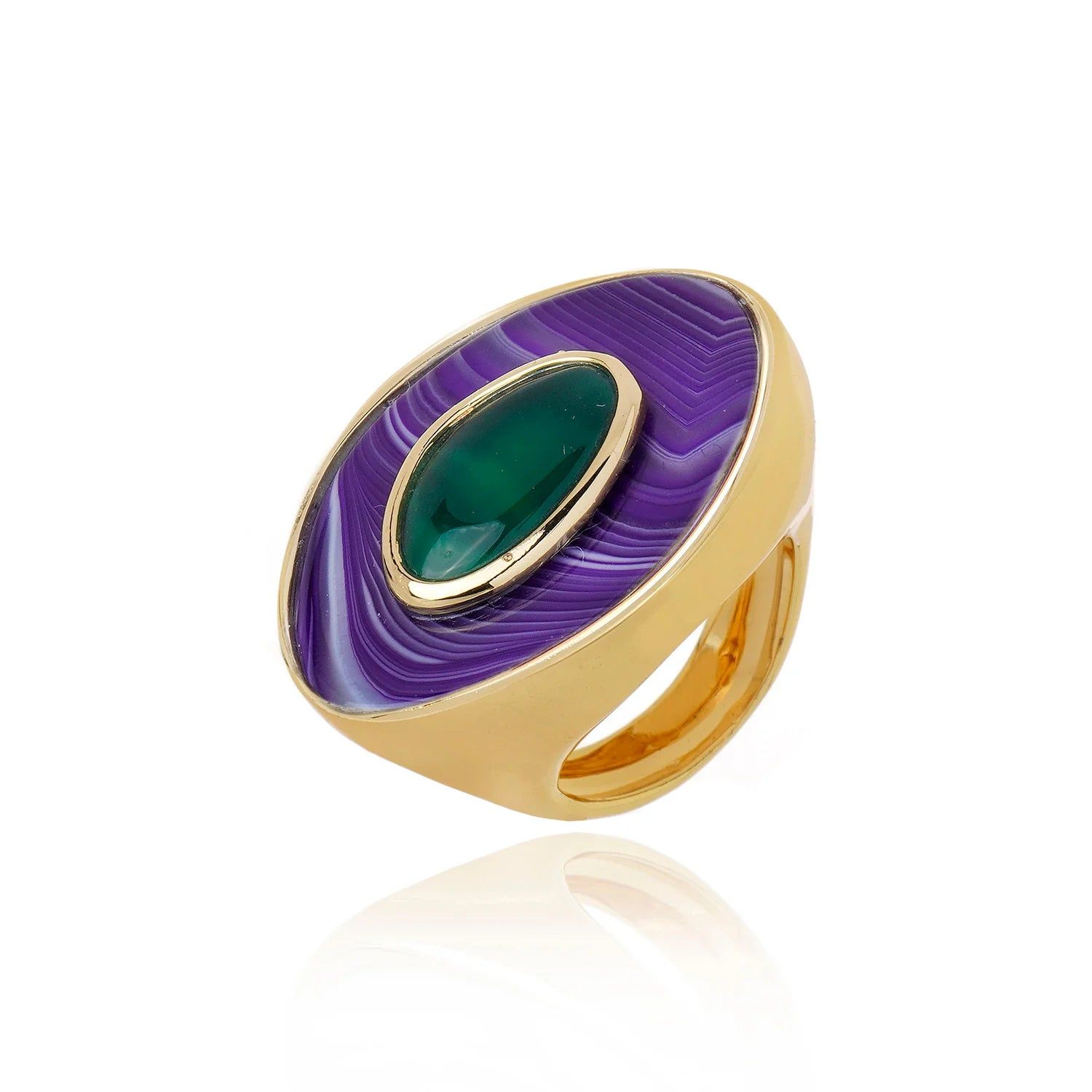 POET RING - PURPLE AND GREEN AGATE (Size 7)
