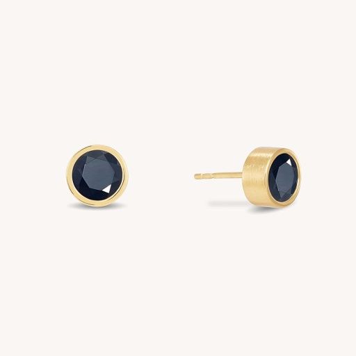 SIGNATURE MIDI STUDS, Colour: BLACK ONYX/GOLD