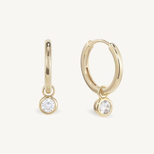 ORSAY HUGGIE HOOPS, Colour: WHITE TOPAZ/GOLD