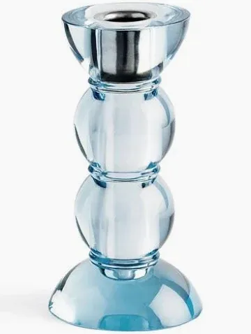 Icy Bobbin Candlestick Blue 14cm