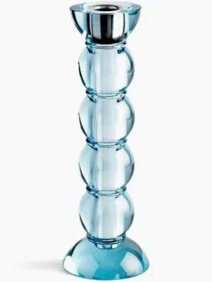 Icy Bobbin Candlestick Blue 23cm
