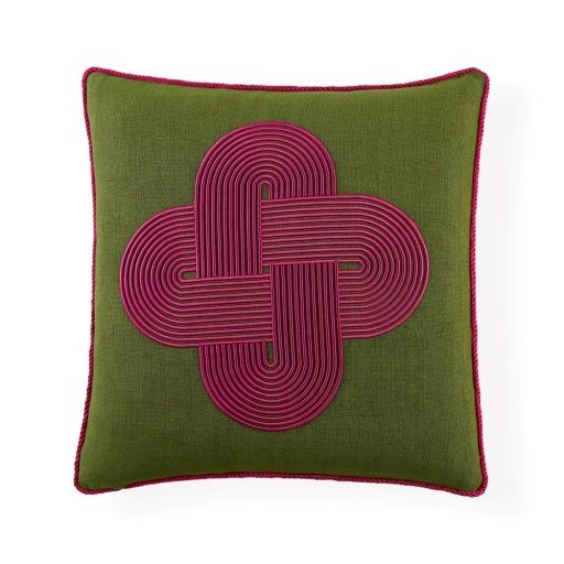 US KIT POMPIDOU PLUS PILLOW - OLIVE/FUSCHIA - 18" X 18" - (33746/3442) - 33747