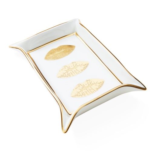 LIPS VALET TRAY - WHITE/GOLD - 32051