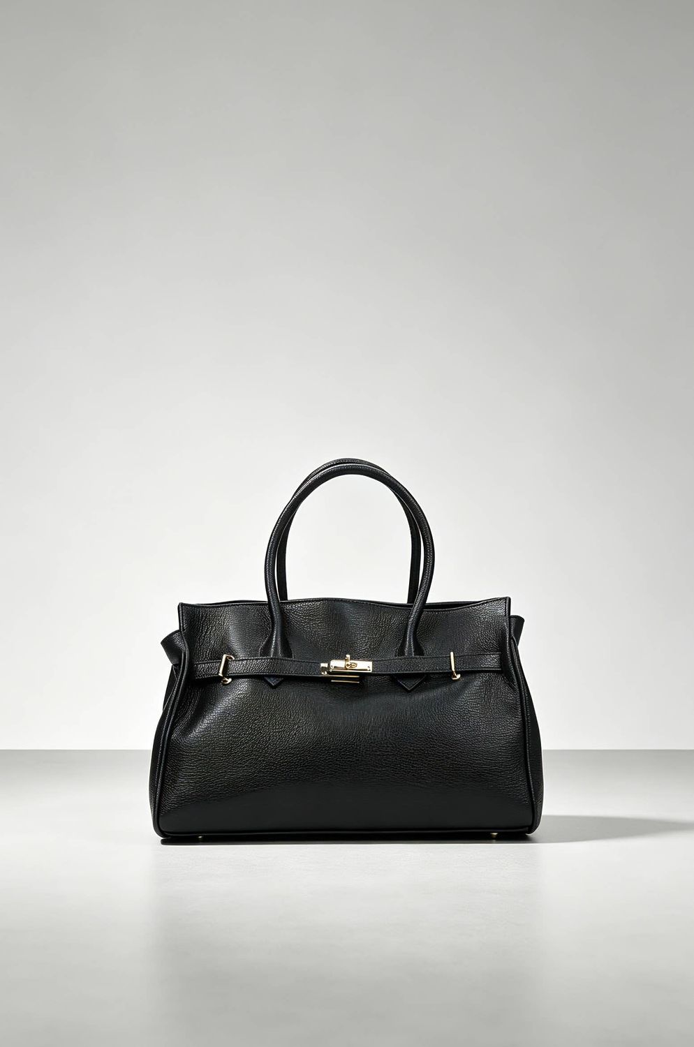 Genuine Leather Tote Bag with Gold Details 38x24x15, Color: Sable