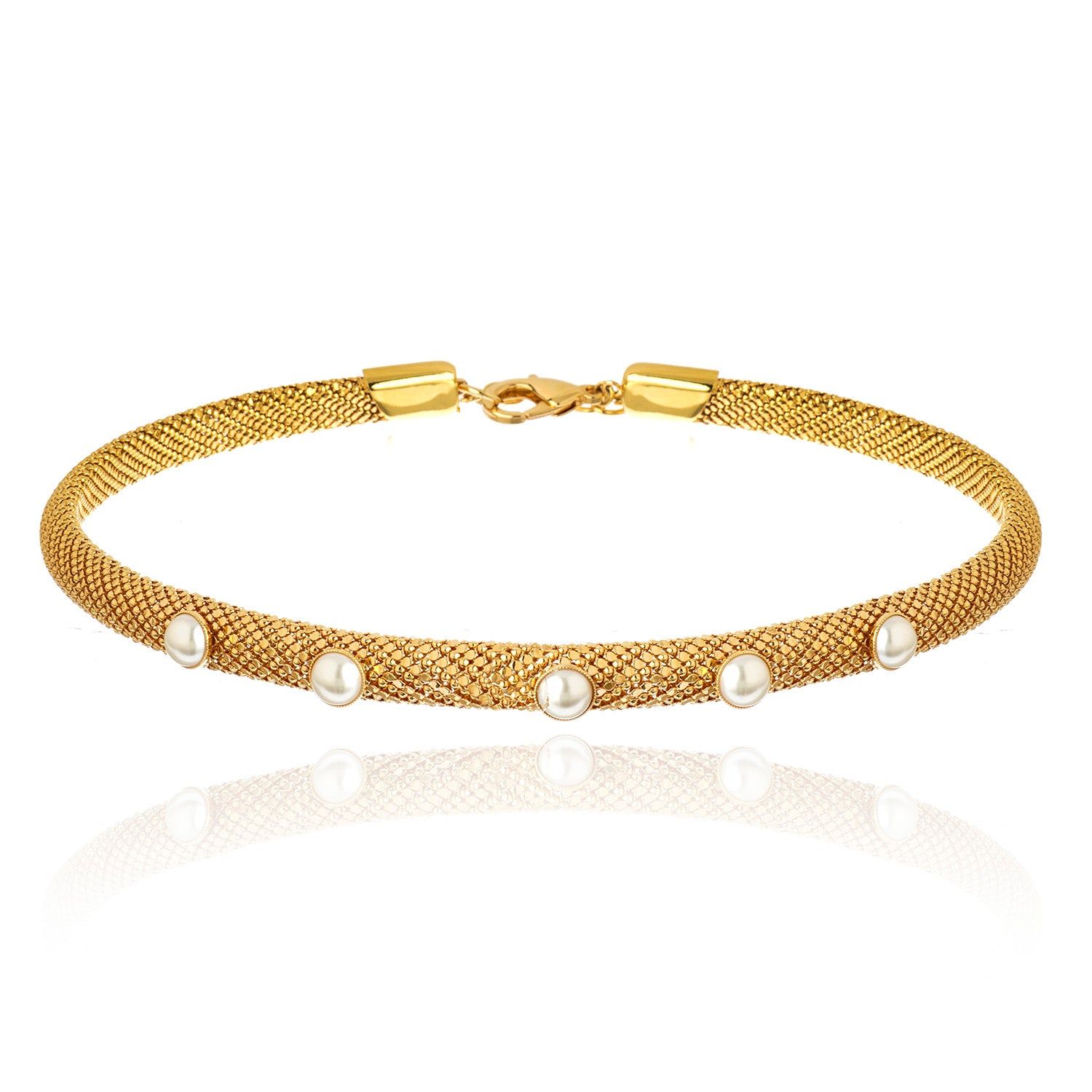Nice Pearl Choker Turquoise Gold