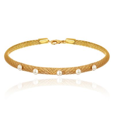 Nice Pearl Choker Turquoise Gold