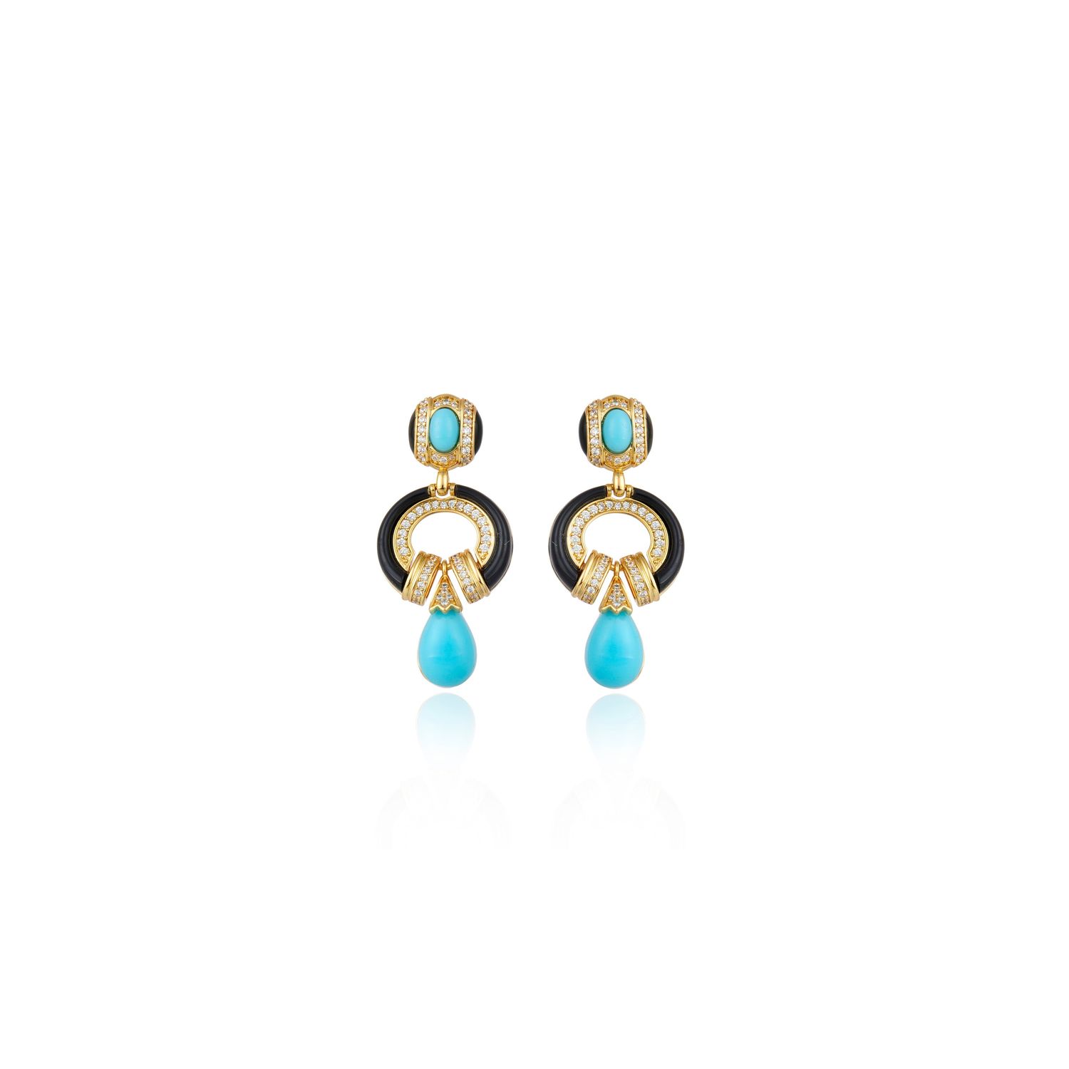 Royal Treasure Earrings Turquoise Black Gold