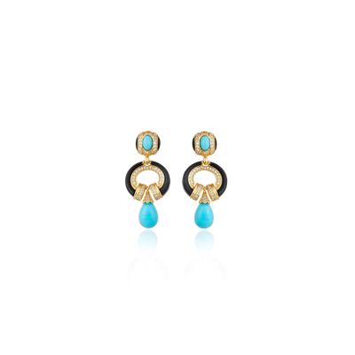 Royal Treasure Earrings Turquoise Black Gold