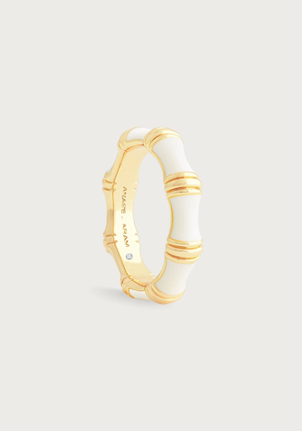 Bamboo Enameled Ring, Color: Crème, Size: 8