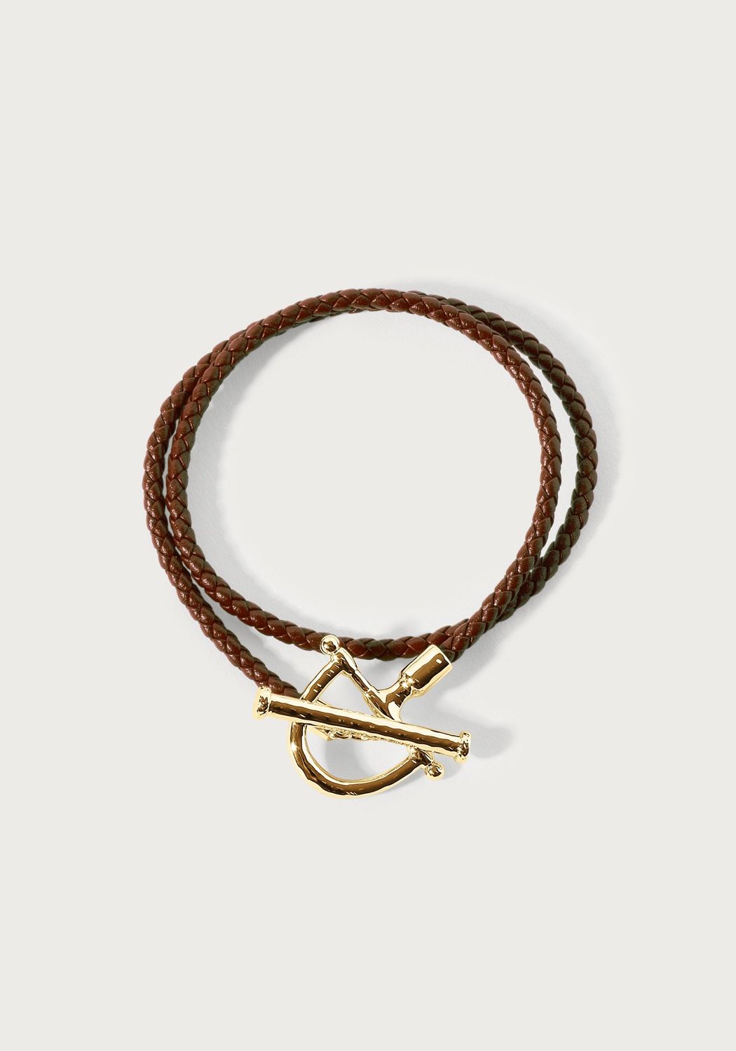 Cheval Leather Wrap Bracelet, Gold, Color: Saddle