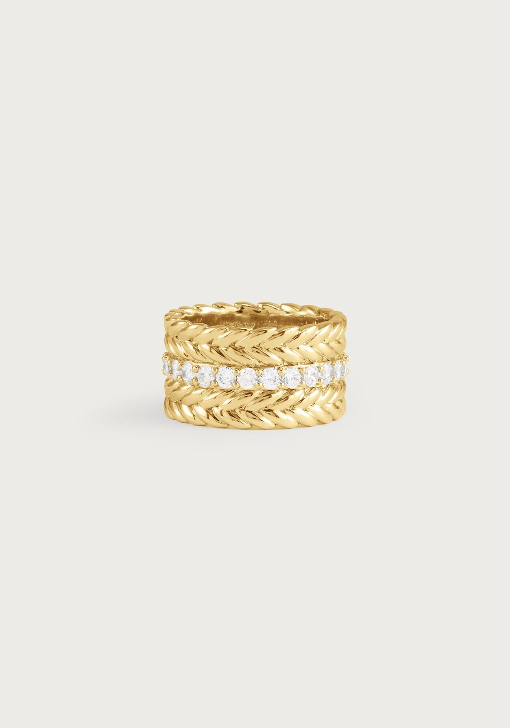 Cheval Chain Stack Ring, Gold, Size: 7