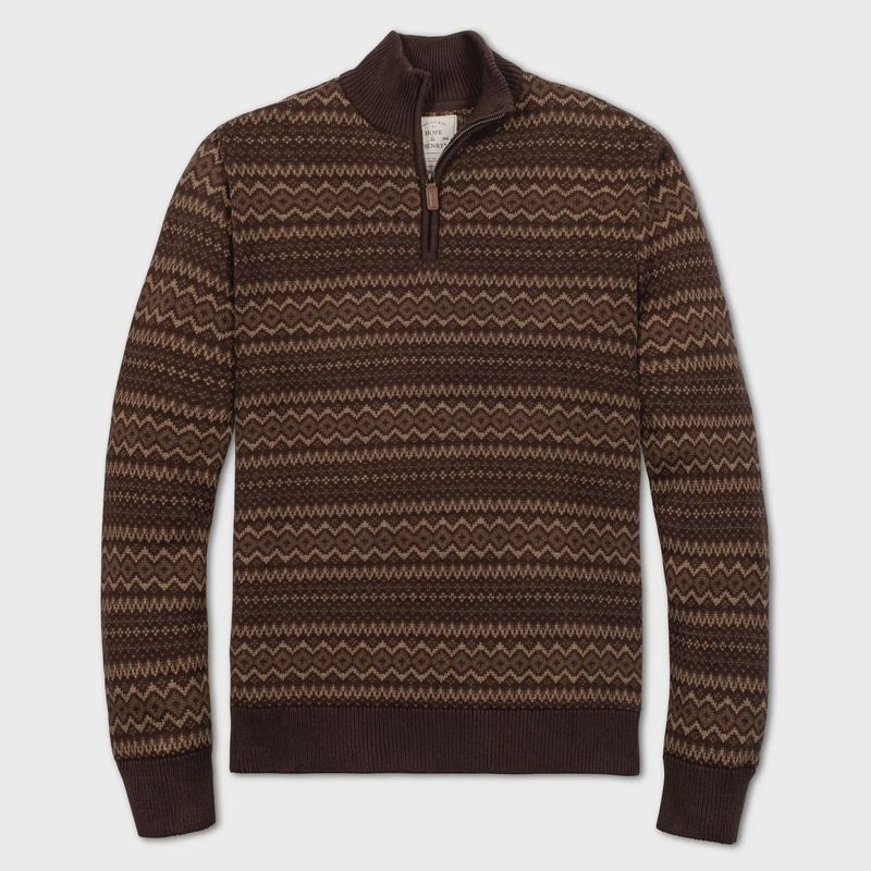 Brown Organic Half Zip Pullover