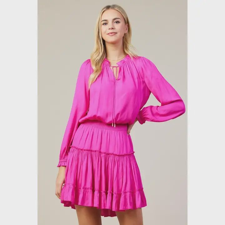 LONG SLEEVE RUFFLED TIERED MINI