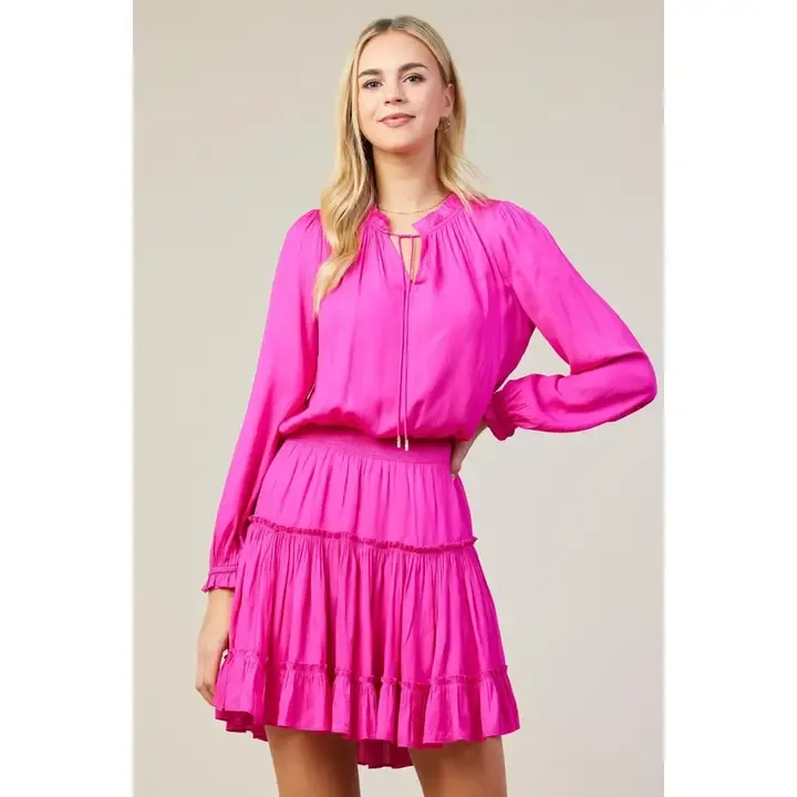 LONG SLEEVE RUFFLED TIERED MINI