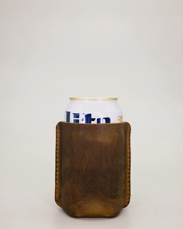 Leather Sewn Can Cooler