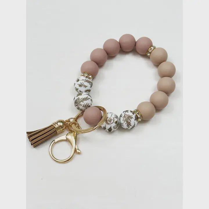Beaded Keychain Wristlet Key Ring Bracelet