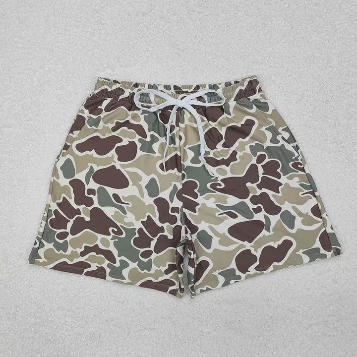 Green Camouflage Pockets Bottom Trunks Shorts Swimwear