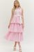 PINK WITH WHITE STRIPED LONG DRESS