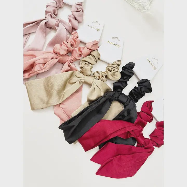 Satin Bow Scrunchie Set