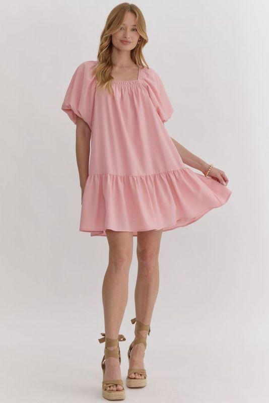 D21198-LT PINK MINI DRESS