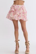 S22336 PINK FLORAL MINI SKIRT