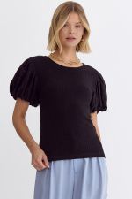 T22298 BLACK SHORT SLEEVE TOP
