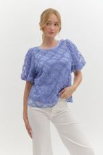 T22179 BLUE SHORT SLEEVE TOP