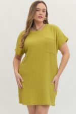 7001P Ribbed Short Sleeve Mini Dress