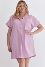 D20570P LILAC COLLARED SHORT S;EEVE MINI DRESS