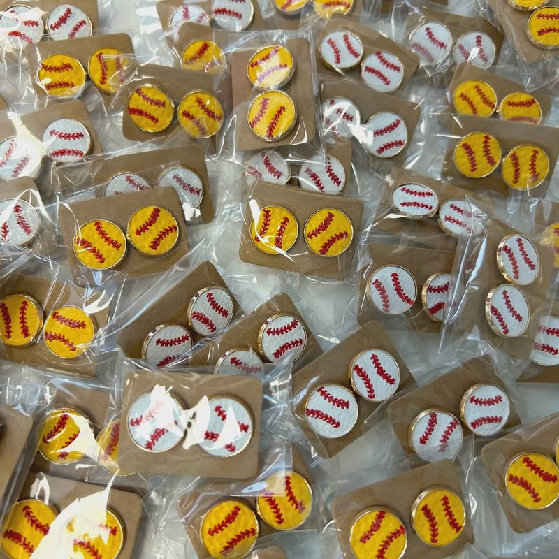 Baseball + Softball Leather Stud Earrings