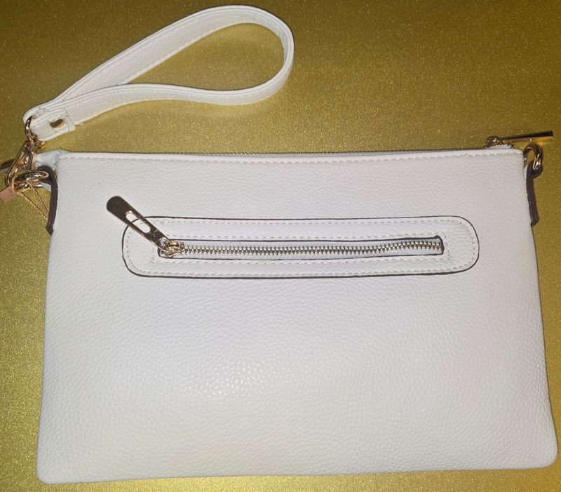 Cali White Leather Crossbody Purse