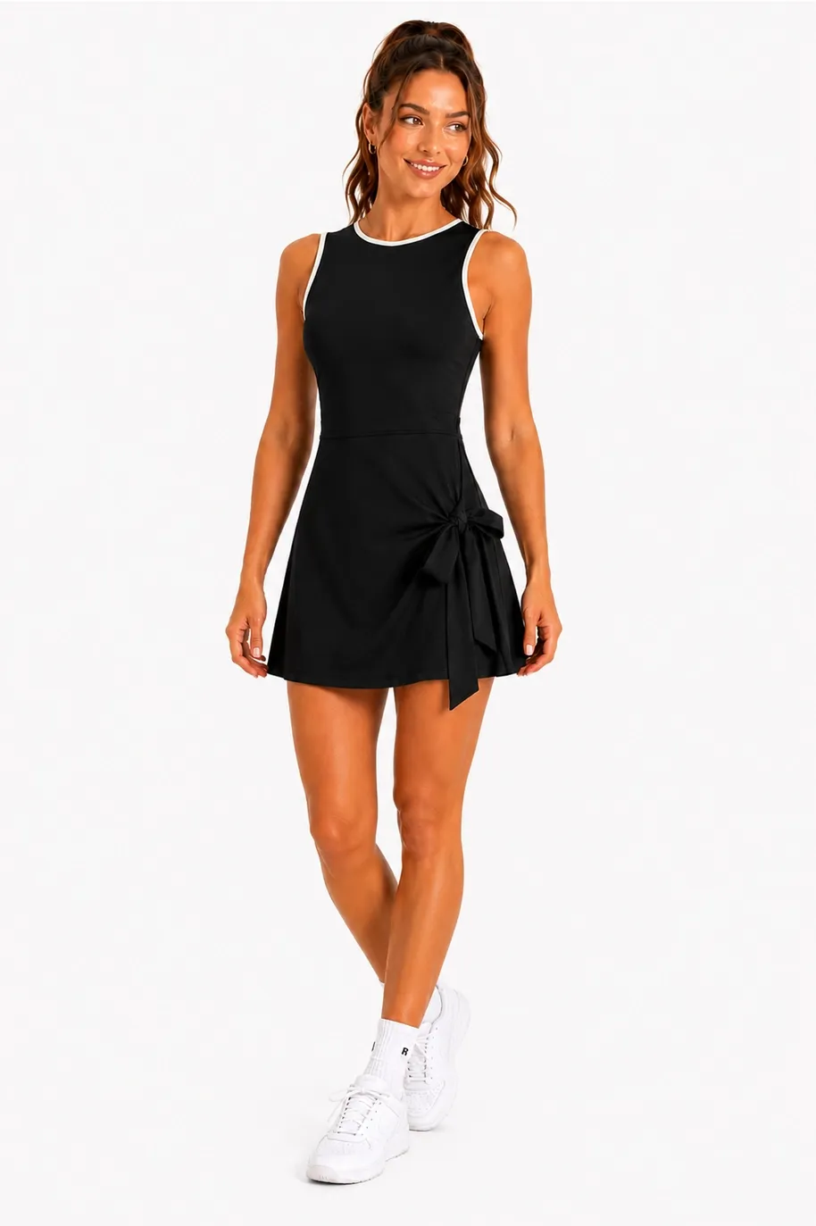 White Binding Line Activewear Tennis Skorts Dress
