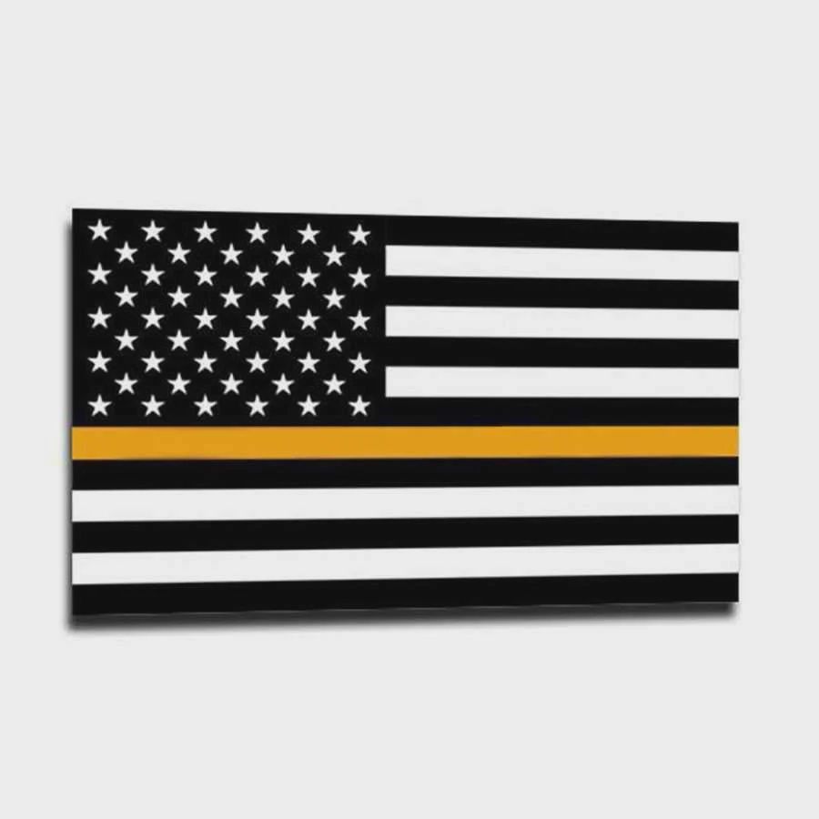 Thin Gold Line American Flag Sticker - 4 x 6.5 Inches