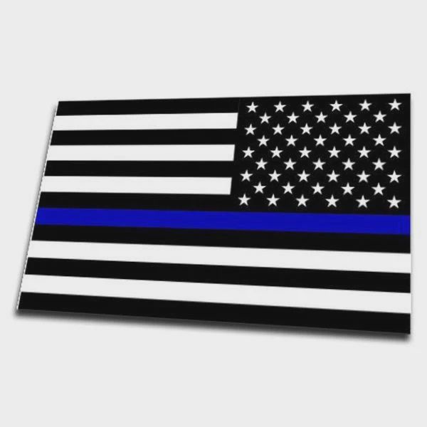 Reversed - Thin Blue Line American Flag Sticker - 4 x 6.5 Inches