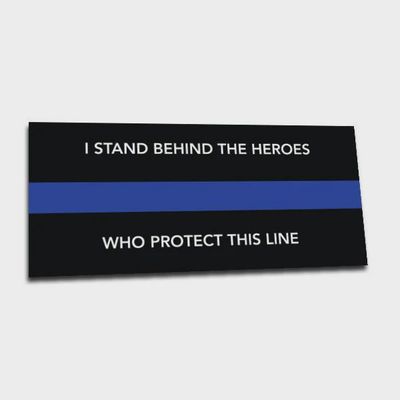 "I Stand Behind" Thin Blue Line Vehicle Sticker - 9 x 4 Inches