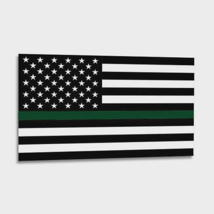 Thin Green Line American Flag Sticker - 2.5 x 4.5 Inches