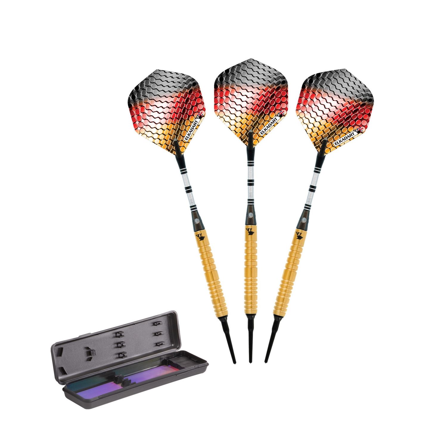 Elkadart Titanium 90% Tungsten Soft Tip Darts Gold Titanium Coating Ringed Barrel 18 Grams