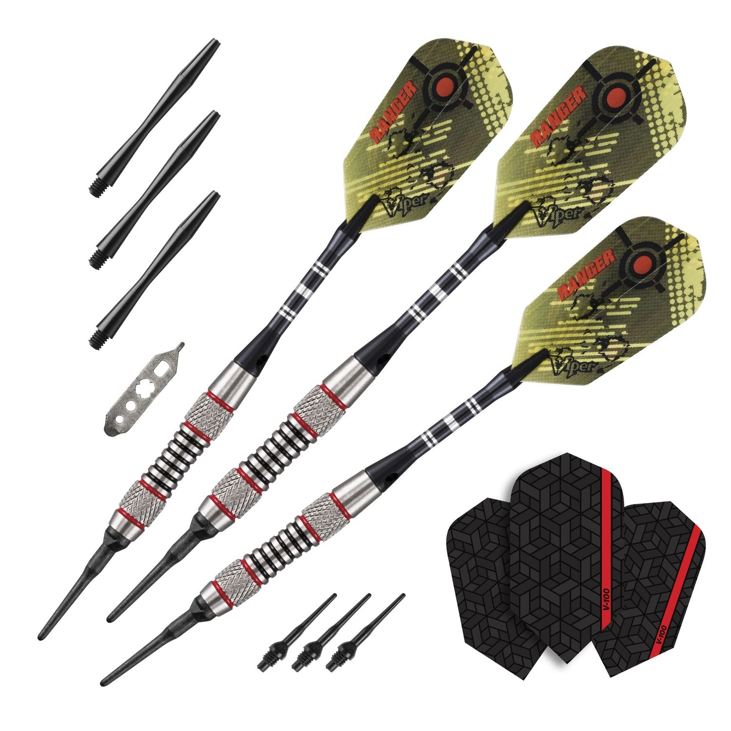 Viper Ranger 80% Tungsten Soft Tip Darts Red Rings 18 Grams