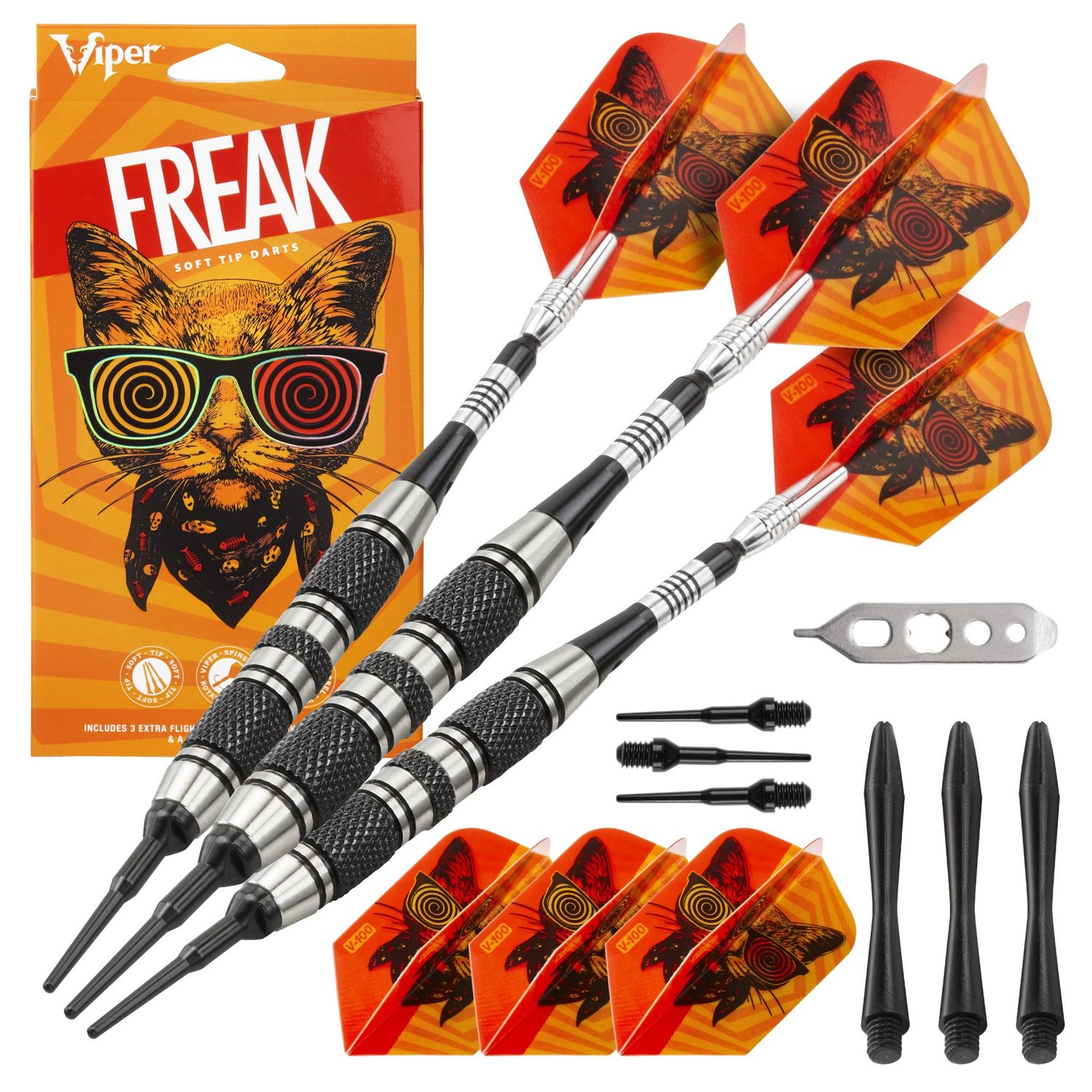Viper The Freak Soft Tip Darts 3 Knurled Rings Barrel 18 Grams