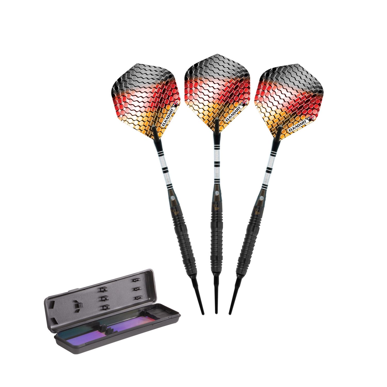 Elkadart Titanium 90% Tungsten Soft Tip Darts Black Titanium Coating Shark Fin Barrel 16 Grams