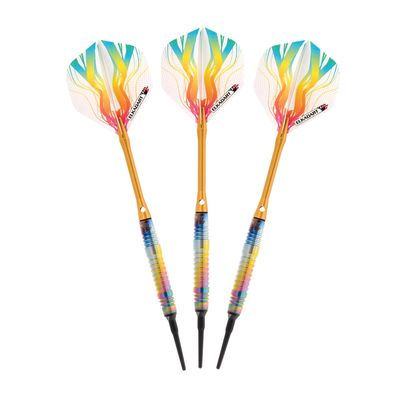Elkadart Rainbow 90% Tungsten Soft Tip Darts Multi Color Titanium Coating Shark Fin Barrel 18 Grams