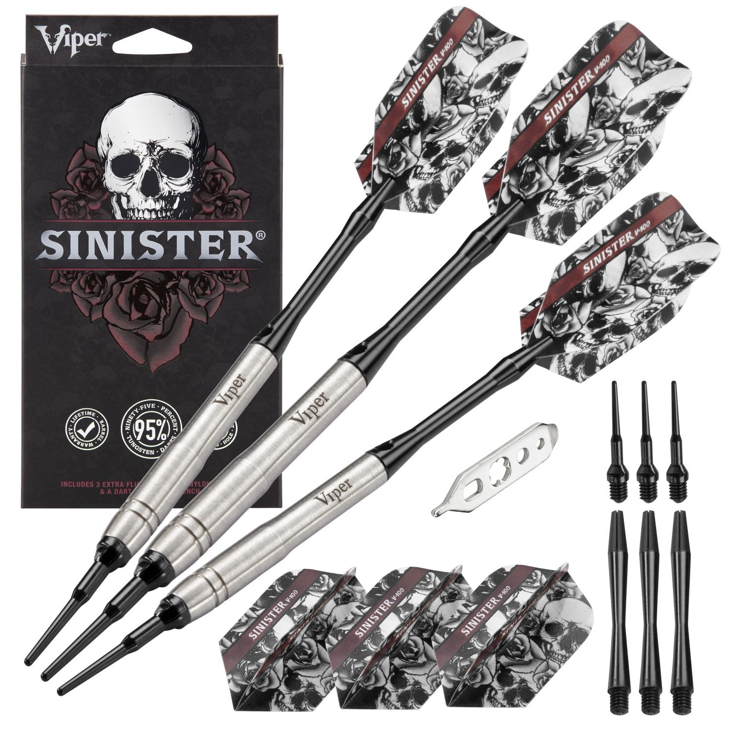 Viper Sinister 95% Tungsten Soft Tip Darts Grooved Barrel 18 Grams