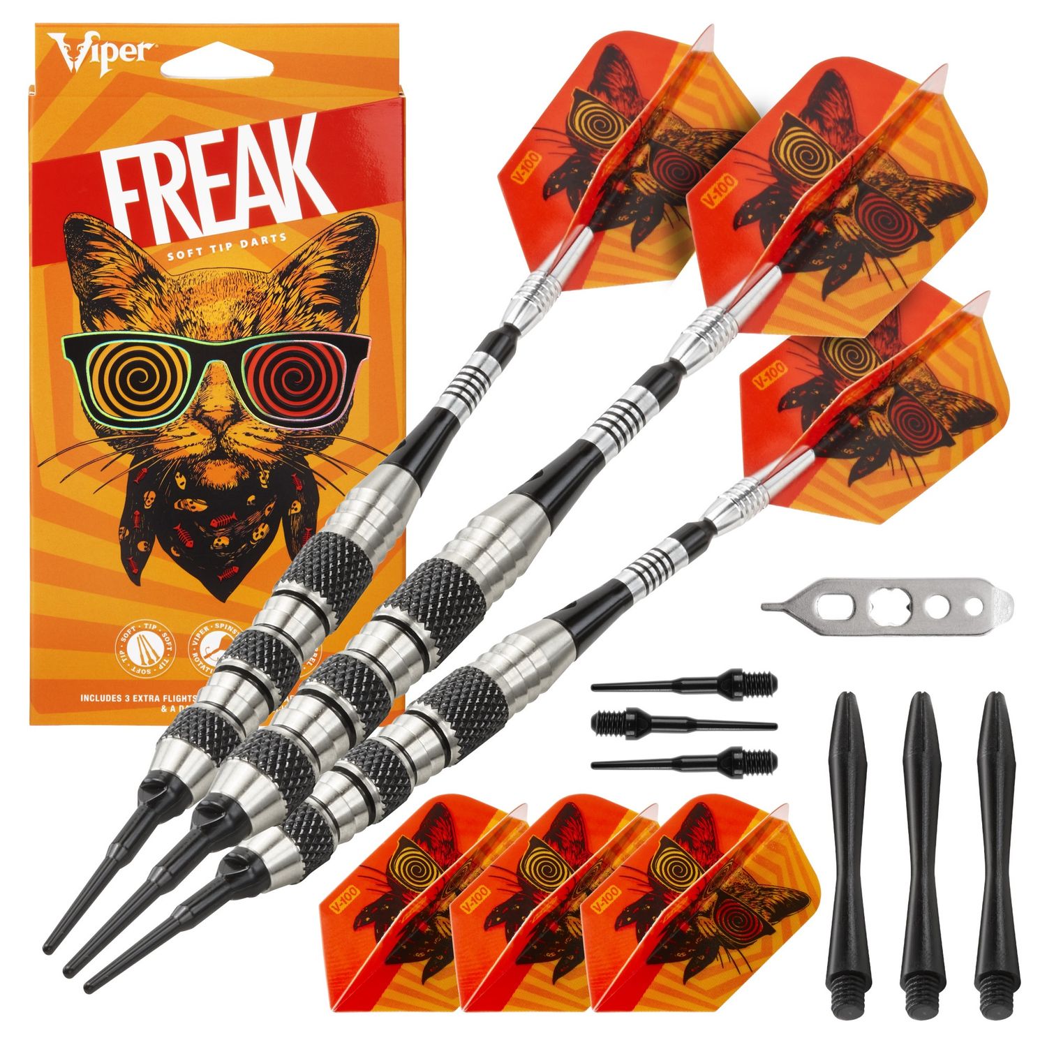 Viper The Freak Soft Tip Darts Knurled and Shark Fin Barrel 18 Grams